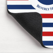 Nautical Marine Navy Blue White Stripes Anchor Muismat (Hoek)