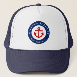 Nautical Marine Navy Blue White Stripes Anchor Trucker Pet