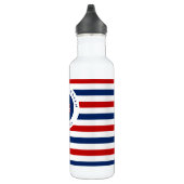 Nautical Marine Navy Blue White Stripes Anchor Waterfles (Rechts)