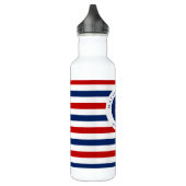 Nautical Marine Navy Blue White Stripes Anchor Waterfles (Links)