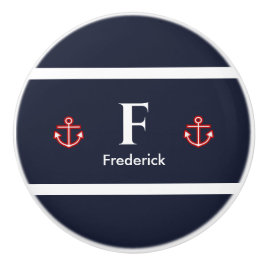 Nautical Marine Navy Blue White Stripes Drink Coas Keramische Knop