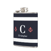 Nautical Marine Navy Blue White Stripes Heupfles (Links)