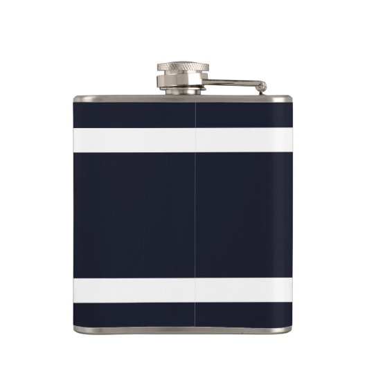 Nautical Marine Navy Blue White Stripes Heupfles (Achterkant)