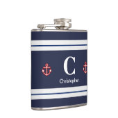 Nautical Marine Navy Blue White Stripes Heupfles (Rechts)