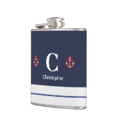 Nautical Marine Navy Blue White Stripes Heupfles (Links)