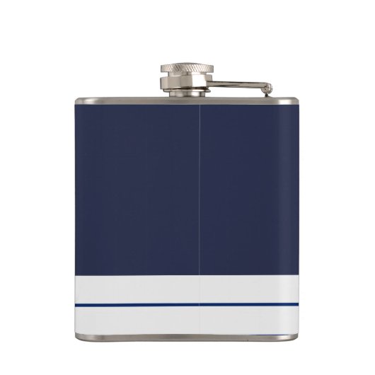 Nautical Marine Navy Blue White Stripes Heupfles (Achterkant)