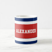 Nautical Marine Navy Blue White Stripes Koffiemok (Center)