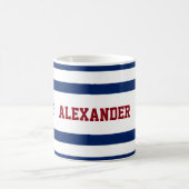 Nautical Marine Navy Blue White Stripes Koffiemok (Center)