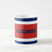 Nautical Marine Navy Blue White Stripes Koffiemok (Center)