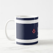 Nautical Marine Navy Blue White Stripes Koffiemok (Links)