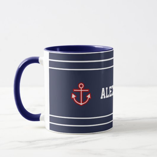 Nautical Marine Navy Blue White Stripes Mok (Links)