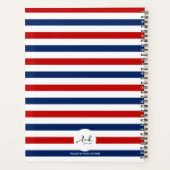 Nautical Marine Navy Blue White Stripes Travel Planner (Achterkant)