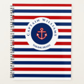 Nautical Marine Navy Blue White Stripes Travel Planner (Voorkant)