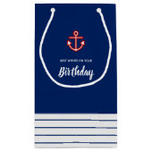 Nautical Marine Navy White Anchor Birthday Klein Cadeauzakje (Achterkant)