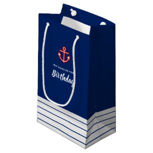 Nautical Marine Navy White Anchor Birthday Klein Cadeauzakje