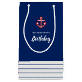 Nautical Marine Navy White Anchor Birthday Klein Cadeauzakje (Voorkant)