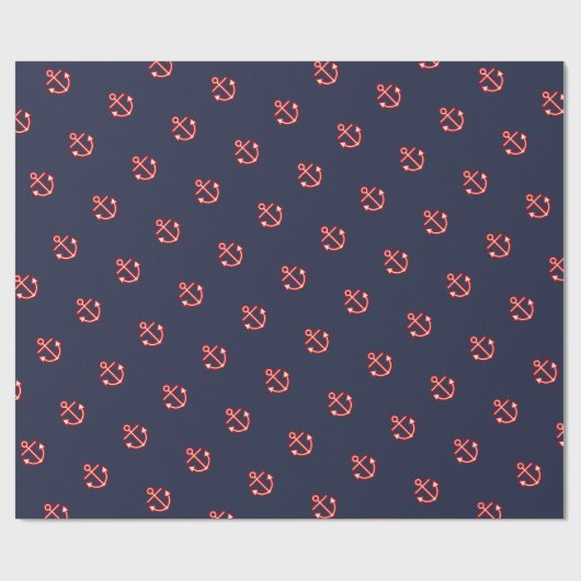 Nautical Marine Navy White Anchor Design Cadeaupapier (Vlak)