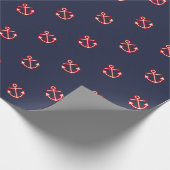 Nautical Marine Navy White Anchor Design Cadeaupapier (Hoek)