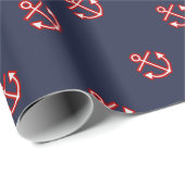 Nautical Marine Navy White Anchor Design Cadeaupapier (Rol Hoek)