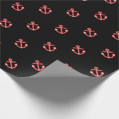 Nautical Marine Navy White Anchor Design Cadeaupapier (Hoek)