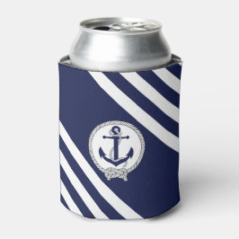 Nautical marine rustand anchor met touw/blauwe str blikjeskoeler