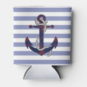 Nautical marine rustand anchor met touw/blauwe str blikjeskoeler (Voorkant)