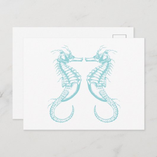 Nautical Marine Seahorse Uitnodiging Briefkaart (Voorkant / Achterkant)
