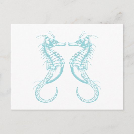Nautical Marine Seahorse Uitnodiging Briefkaart (Voorkant)