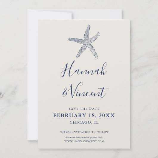 Nautical marine Starfish Save the Date Kaart (Voorkant)