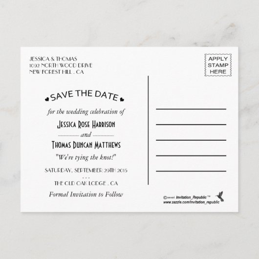 Nautical marine & White Stripe Anchor Save the Dat Aankondigingskaart (Achterkant)