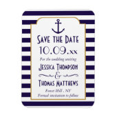 Nautical marine & White Stripe Anchor Save the Dat Magneet (Verticaal)