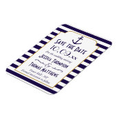 Nautical marine & White Stripe Anchor Save the Dat Magneet (Linkerzijde)