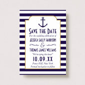 Nautical marine & White Stripe Anchor Save the Dat Save The Date