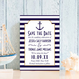 Nautical marine & White Stripe Anchor Save the Dat Save The Date