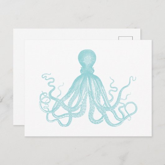Nautical  Marine Zee Octopus Uitnodiging Briefkaart (Voorkant / Achterkant)