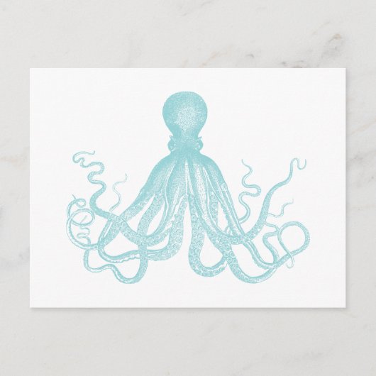 Nautical  Marine Zee Octopus Uitnodiging Briefkaart (Voorkant)