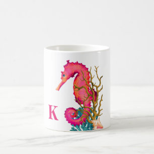 Nautical Marine Zeepaardje Roze Wit Chic Koffiemok