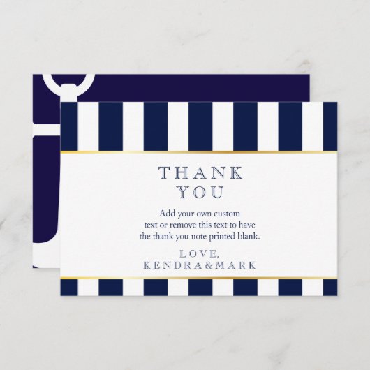 Nautical, marinestripes bedankt kaarten (Voorkant / Achterkant)