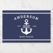 Nautical Maritime Anchor Ocean Lake House Sparkling Wijnetiket (Enkel label)