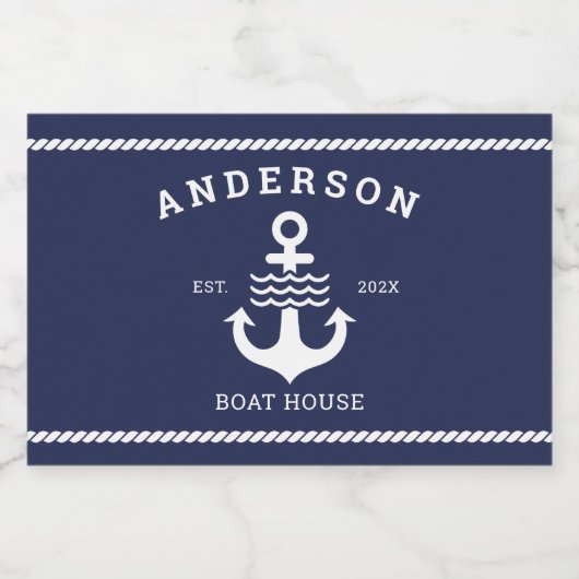 Nautical Maritime Anchor Ocean Lake House Sparkling Wijnetiket (Enkel label)