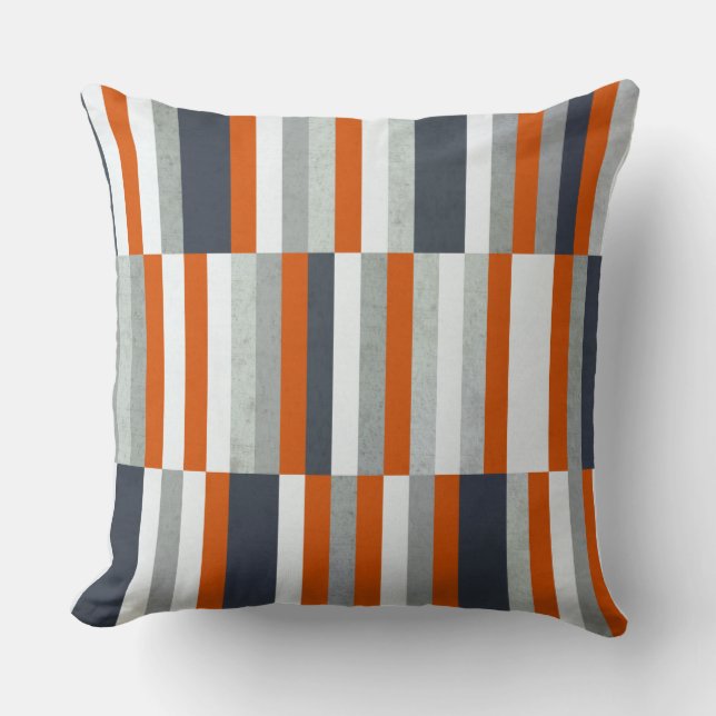 Nautical Maritime Design, Stripes Oranje, blauw Kussen (Voorkant)