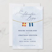 Nautical Maritime Flag Monogram Weddenschap Save Save The Date (Voorkant)