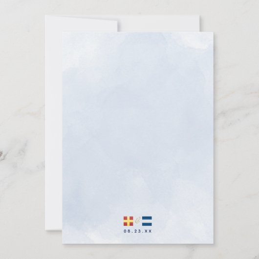 Nautical Maritime Flag Monogram Weddenschap Save Save The Date (Achterkant)