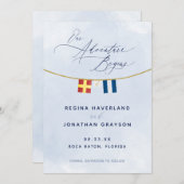 Nautical Maritime Flag Monogram Weddenschap Save Save The Date (Voorkant / Achterkant)