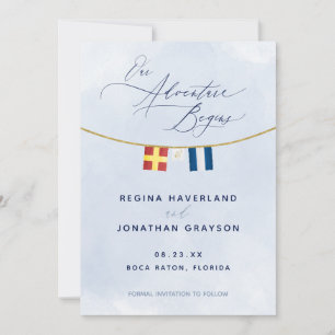 Nautical Maritime Flag Monogram Weddenschap Save The Date