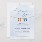 Nautical Maritime Flag Monogram Weddenschap Save The Date (Voorkant)