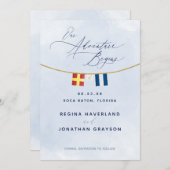 Nautical Maritime Flag Monogram Weddenschap Save The Date (Voorkant / Achterkant)