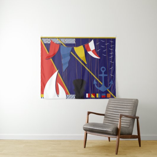 Nautical Maritime Flags Yacht Wall Covering Wandkleed (In Situ (horizontaal))