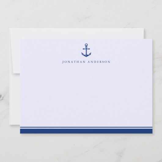 Nautical Maritime Navy Blue Anchor Correspondent Notitiekaartje (Voorkant)