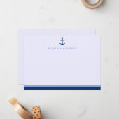 Nautical Maritime Navy Blue Anchor Correspondent Notitiekaartje (Voorkant / Achterkant in situ)